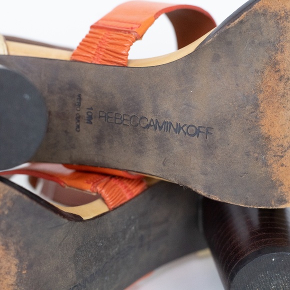 Rebecca Minkoff Orange Sandals Strappy Stacked Heels 10M - Picture 11 of 14